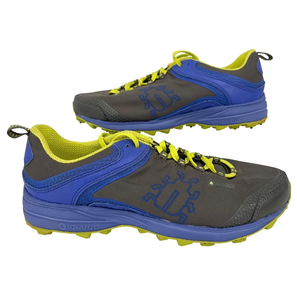 Icebug Aurora-L BUGrip Trail Running Shoes Womens 10 Grey Blue Lime Studded